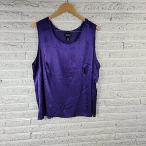 Russell Kemp Womens Top 1X Plus Tank Shell Purple Poly Blend Office PUR27E